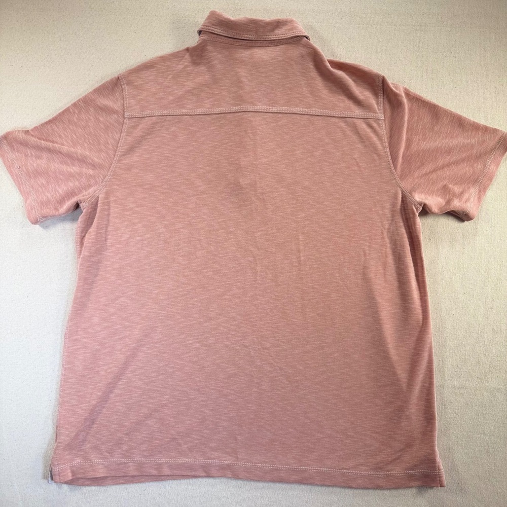 Johnston & Murphy Mens Pink Slub Modal Blend Polo Shirt Large Triple Stitch - Picture 2 of 10